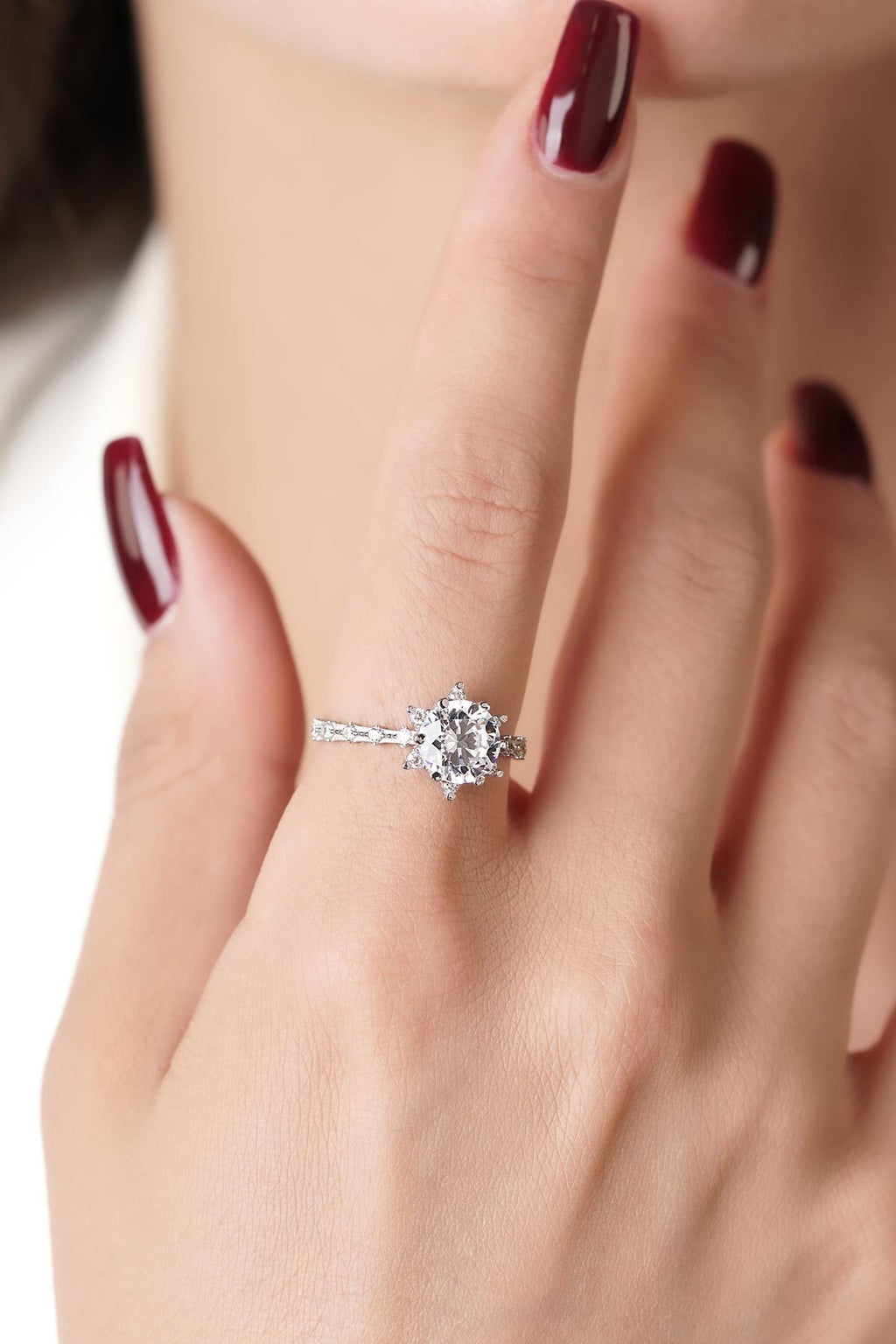 14ct White Gold Lotus Rose Ring