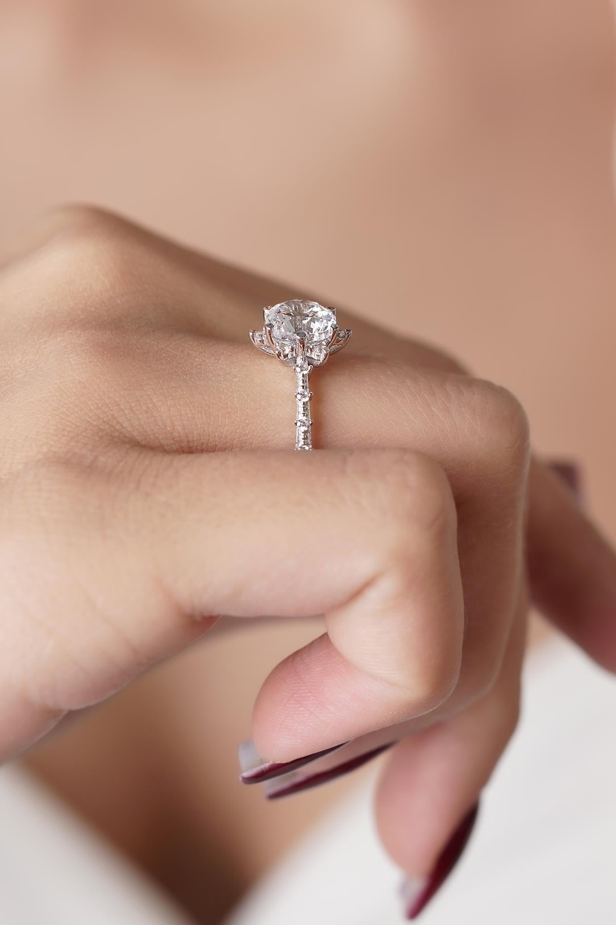 14ct White Gold Lotus Rose Ring