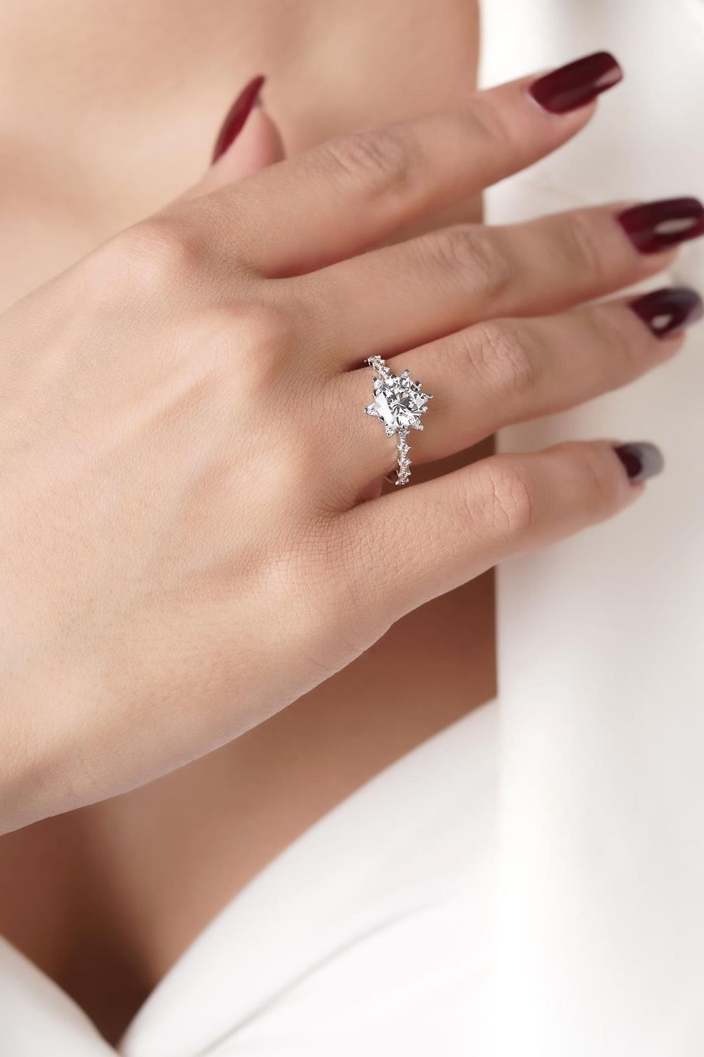 14ct White Gold Lotus Rose Ring