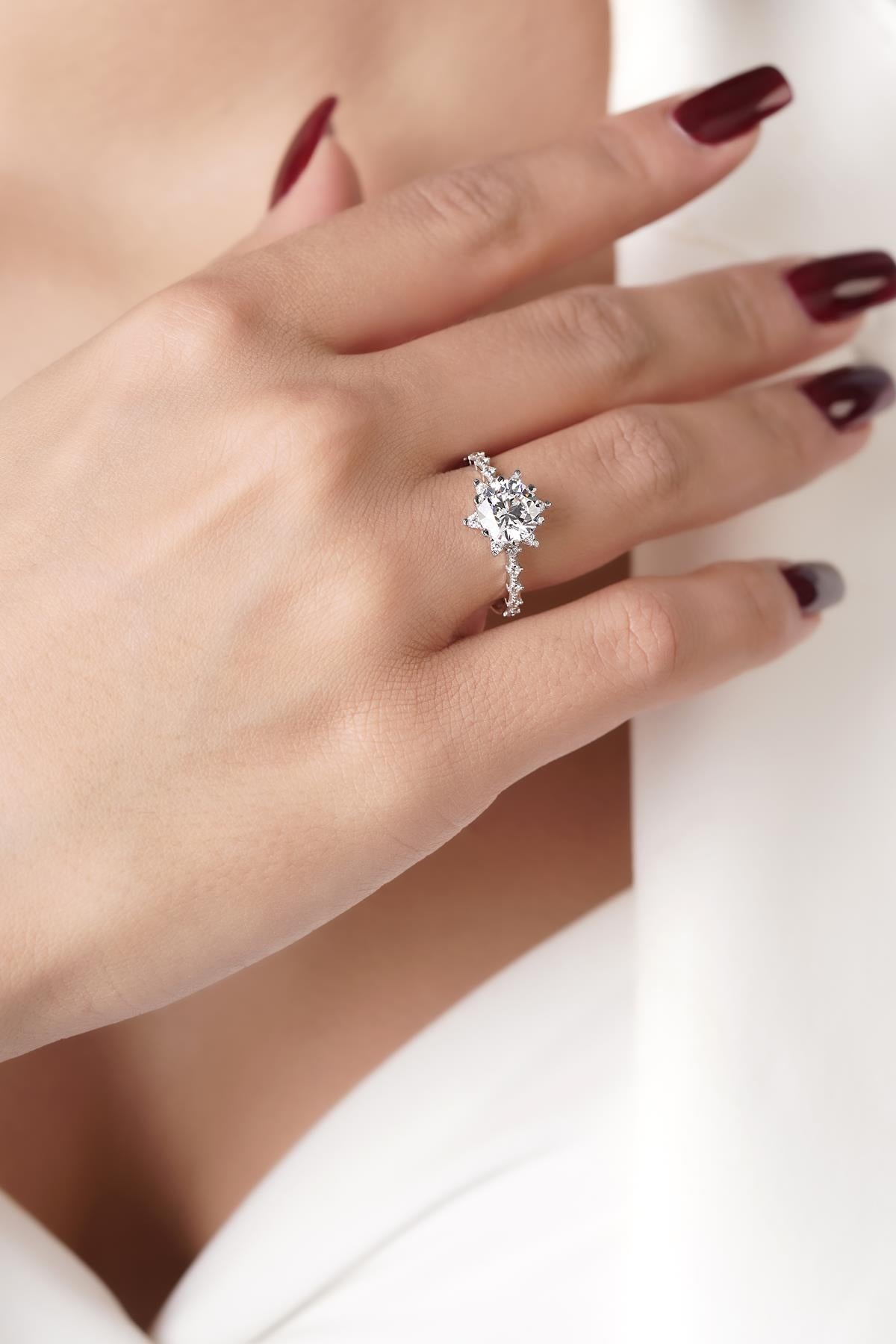 14ct White Gold Lotus Rose Ring