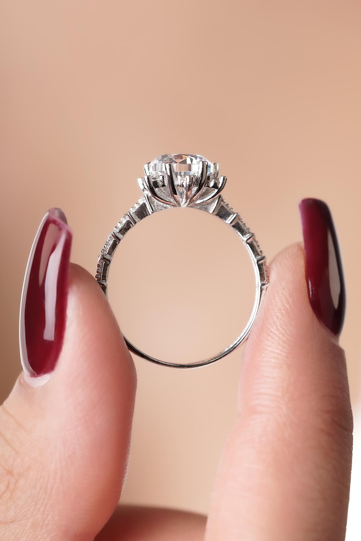 14ct White Gold Lotus Rose Ring