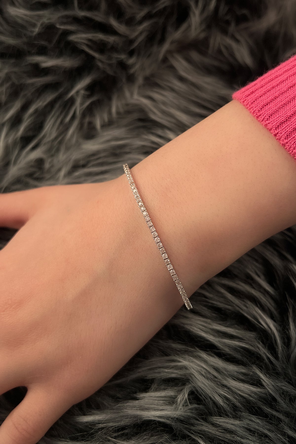 14K White Gold Tennis Bangle Bracelet