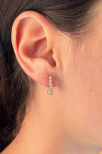 14ct Yellow Gold Baguette Drop Stud Earrings