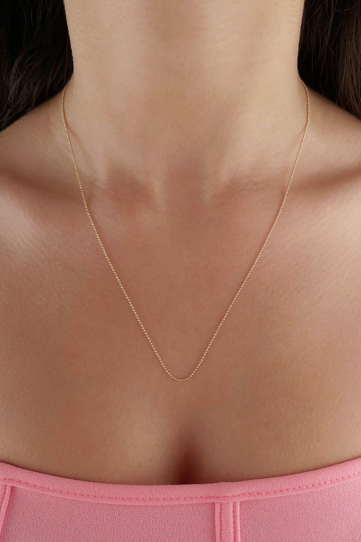 14K Yellow Gold Cube Ball Chain   0.039 inch