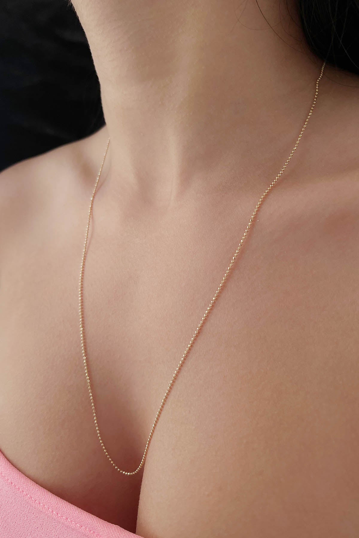 14ct Yellow Gold Cube Ball Chain   0.047 inch