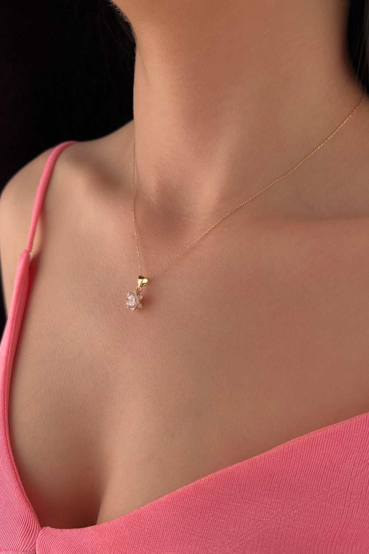 14ct Yellow Gold Lotus Rose Necklace