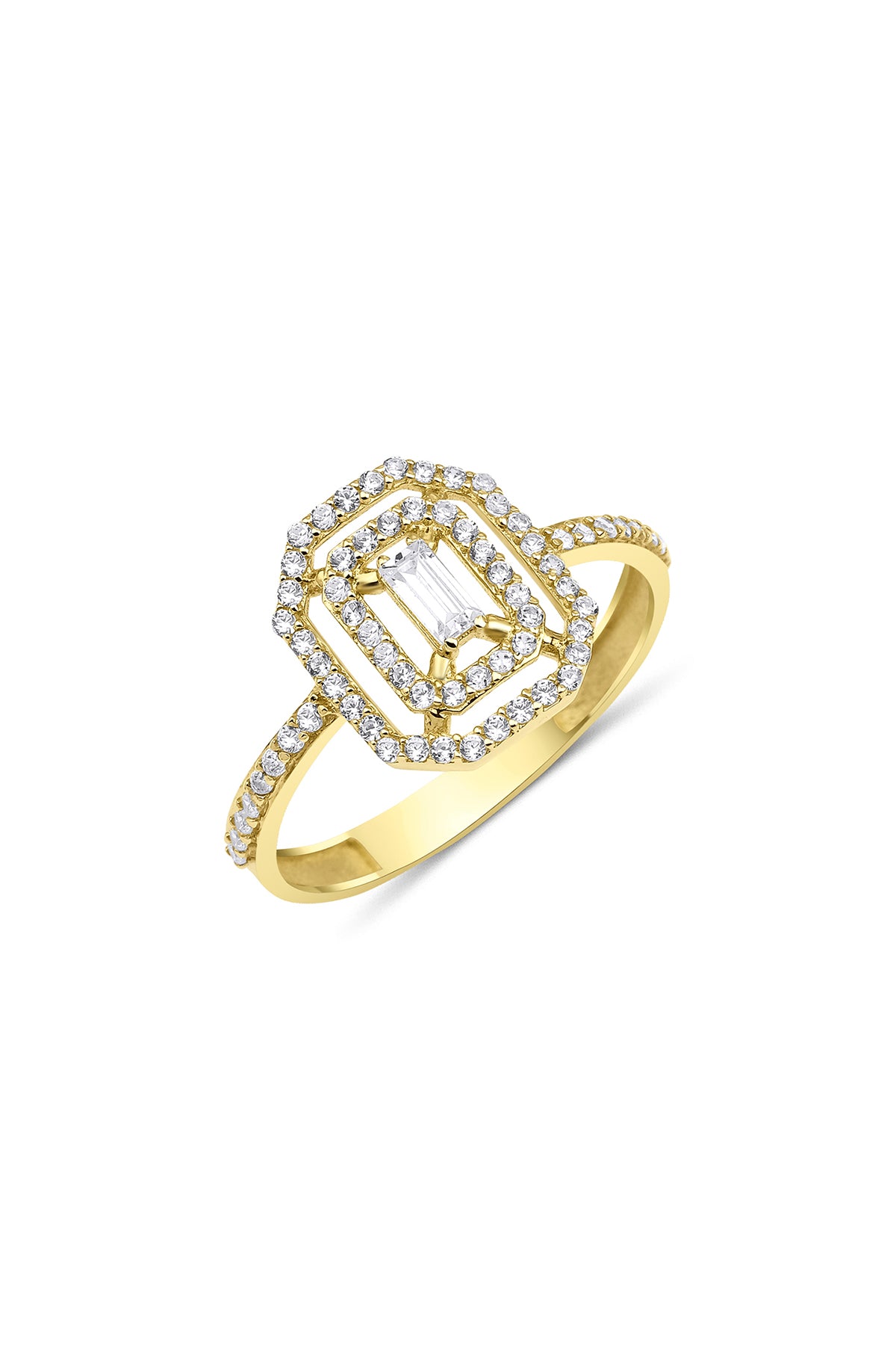 14ct Yellow Gold Strip Baguette Ring