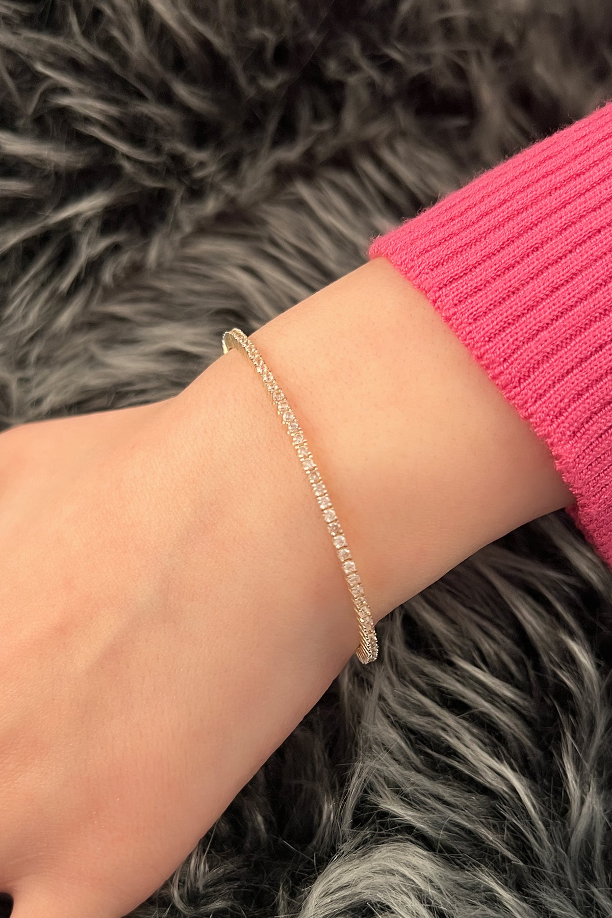 14K Yellow Gold Tennis Bangle Bracelet