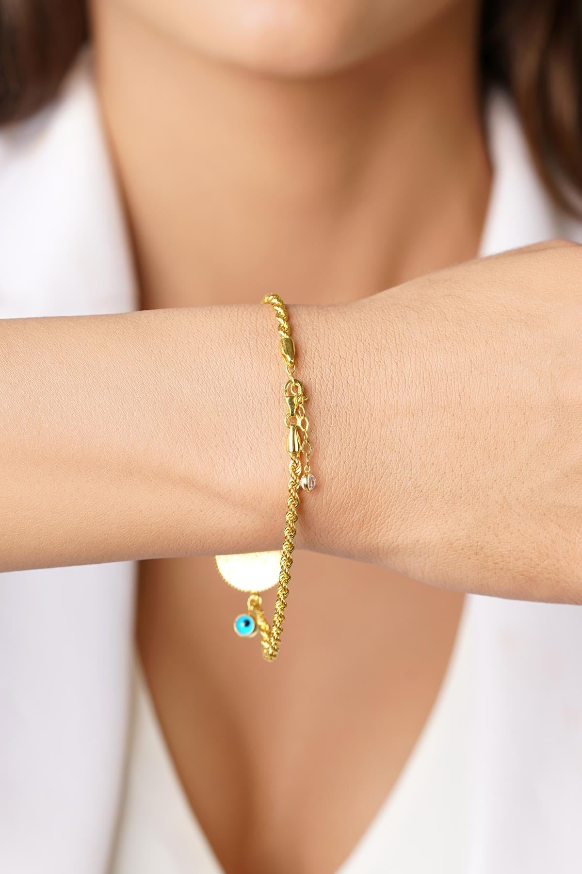 22ct Gold Coin and 14ct Gold Rope Bracelet