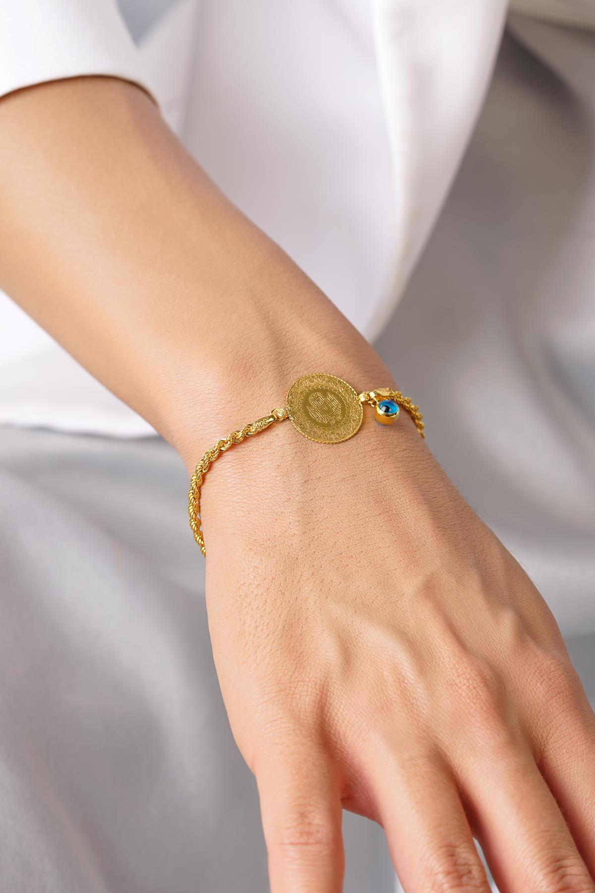 22ct Gold Coin and 14ct Gold Rope Bracelet
