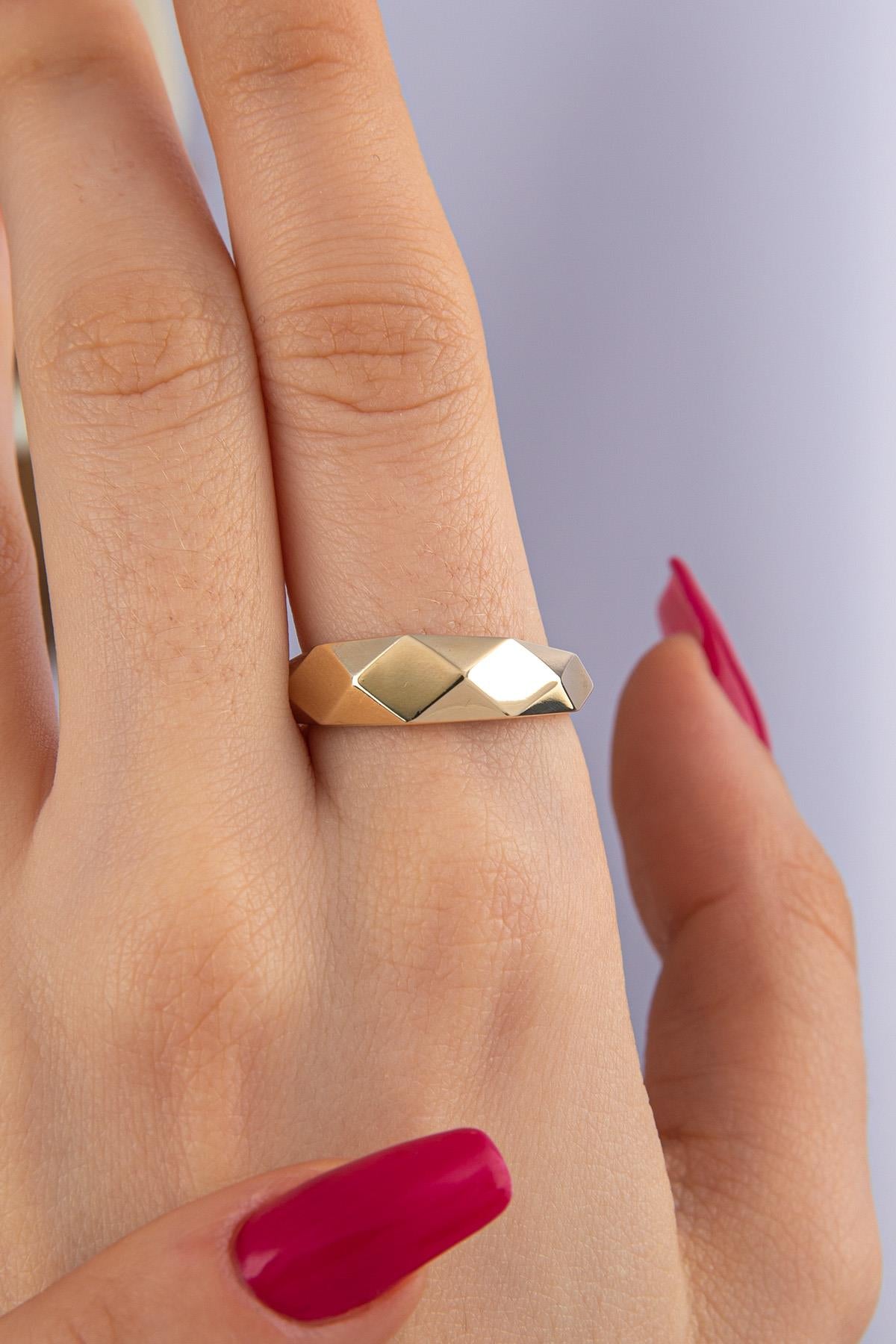 14K Gold Faceted Ring