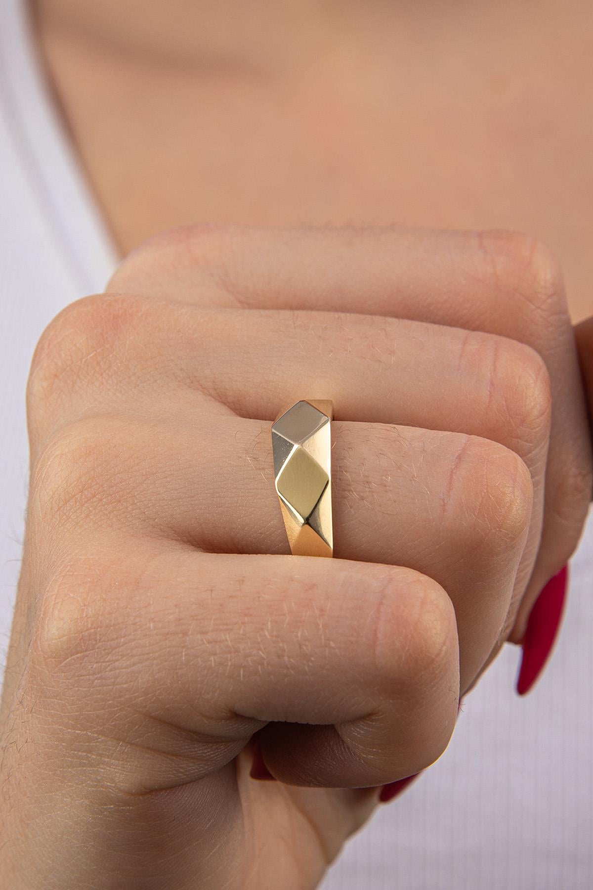 14K Gold Faceted Ring