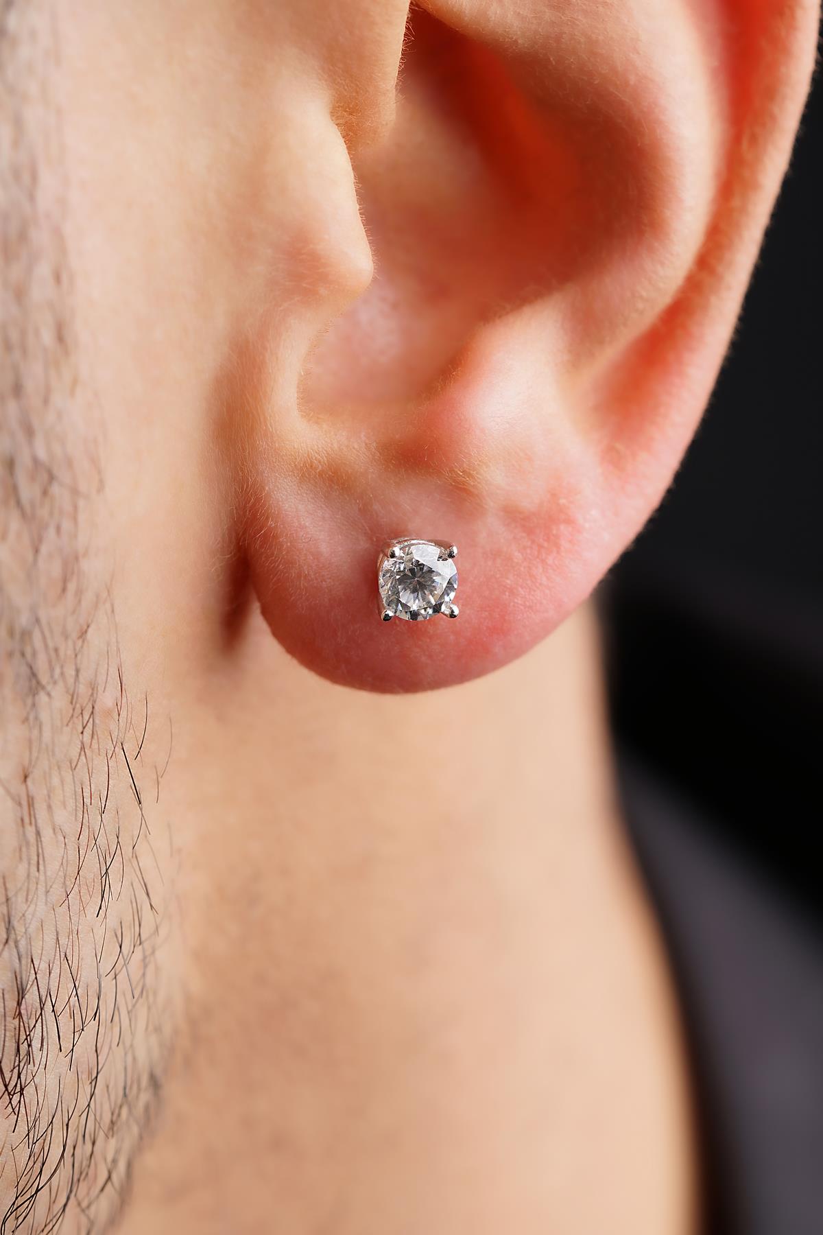 Men's 14ct Gold Solitaire Stud Earrings